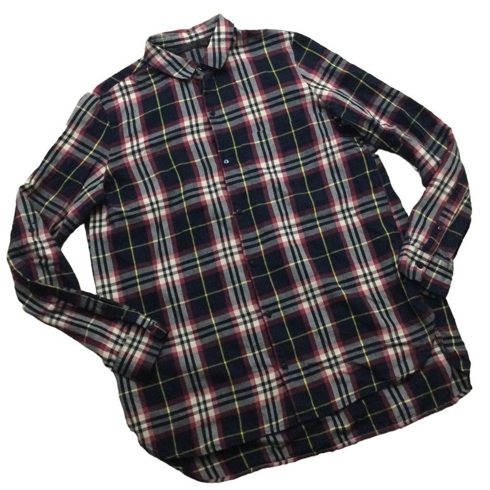 Zara Plaid Button Down Shirt Size XS Long Sleeve